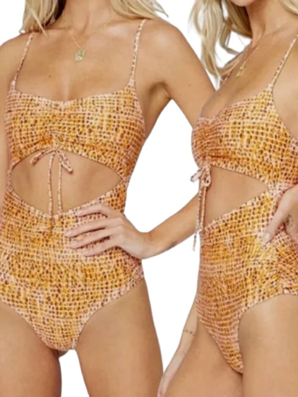 L*SPACE Rumi Patterned One Piece Swimsuit Monokini Women's 6 Orange Beach NWT